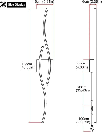 Modern Gold Plug in Wall Sconces Set of Two, RC Dimmable LED Plug in Wall Light, Wall Lamps with Plug in Cord for TV Wall Sconces, Gold Sconce Wall Lighting for Living Room, Hallway, Bedroom