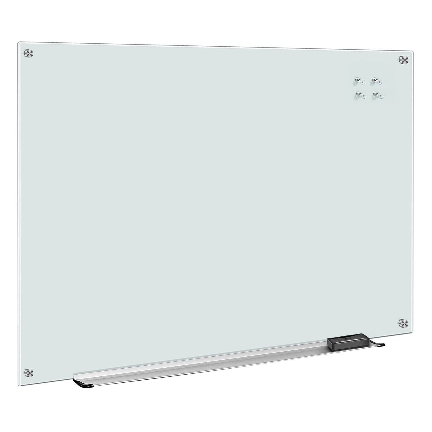 Amazon Basics Glass Dry-Erase Board, Magnetic Frameless Whiteboard, Easy to Install, with Eraser, 48" x 36"