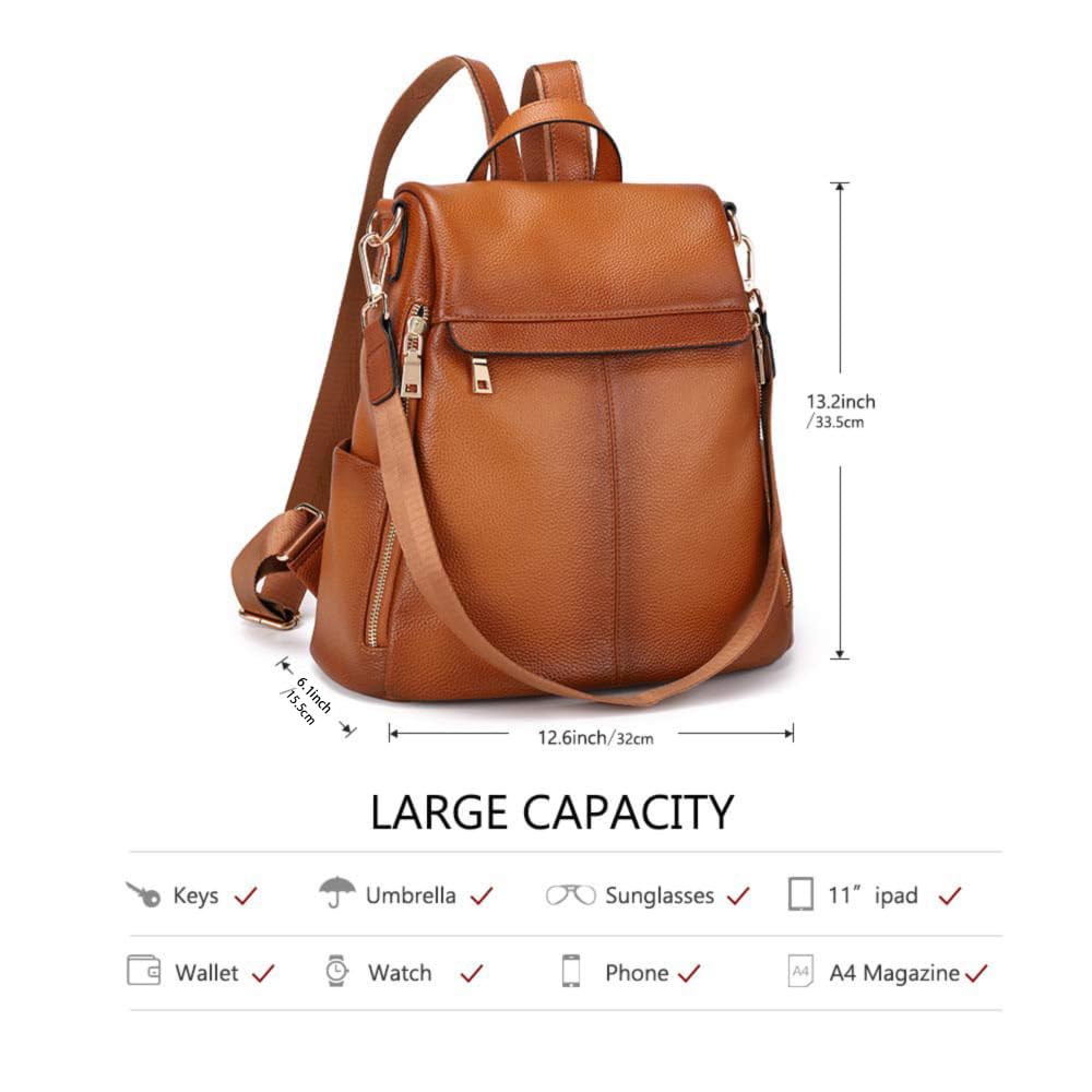 Kattee Women's Anti-Theft Backpack Purse Genuine Leather Shoulder Bag Fashion Ladies Satchel Bags