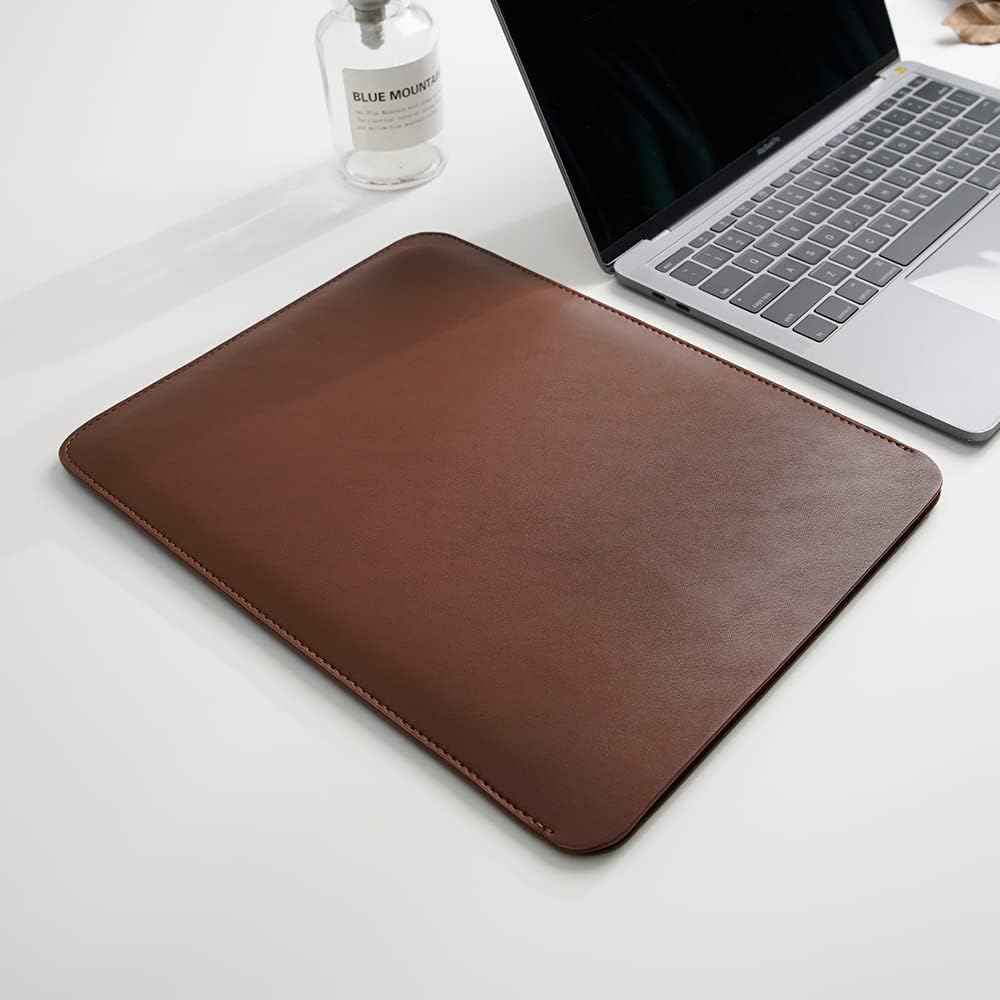 13/14/15-inch Faux Leather Laptop Sleeve | Compatible with MacBook Air/Pro, Dell XPS, Surface Pro & More | Ultra-Thin Design + Universal Fit (Dark Brown, 13 Inch Laptop)