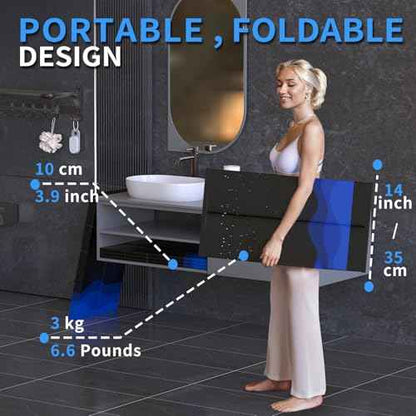 WAVYEASE Portable Bath Tub for Adults -(31.5"L x 26"H) Foldable Cold Plunge Tub for Recovery - Collapsible Soaking Bath Tub for Shower Stall Home SPA - Outdoor Ice Bathtub for Athletes (Black)