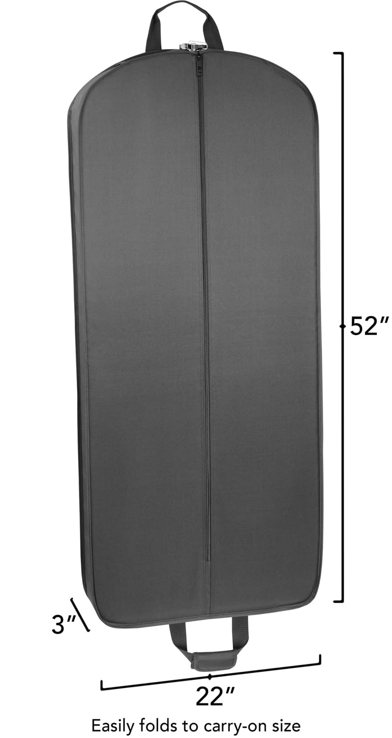 WallyBags® 52” Deluxe Travel Carry-On Garment Bag with Two Pockets, Perfect for Dresses, Suits, Men and Women, Black
