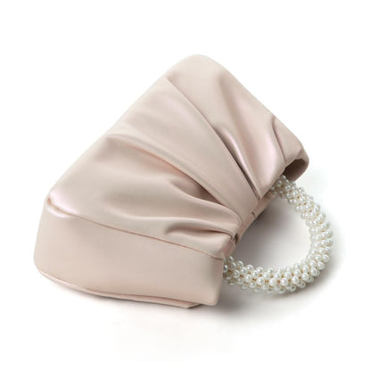 Beatfull Evening Purse Women Small Pearl Handbags Soft Leather Ruched Bag Wedding Bridal Clutch Party Prom Crossbody Purses