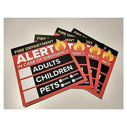 4 Pack - 3" Emergency Alert People and Pet Finder Sticker/Decal - Adults, Children and Pets - Fire Department and Rescue Safety Alert Decal for Window and Door Application