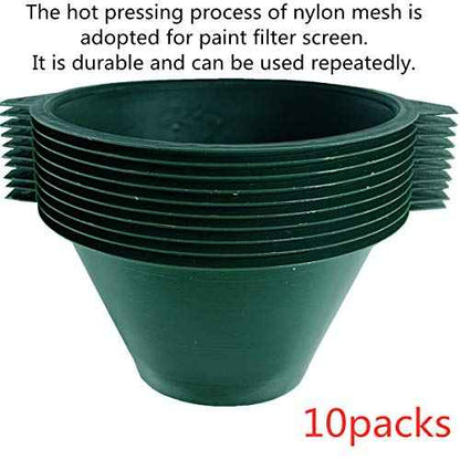 190 Micron Reusable Industrial Nylon Mesh Paint Filter Strainer Funnel Filter Paint/Gutter Oil and Food Residue High Efficient(10CM-diameter-10Pcs)