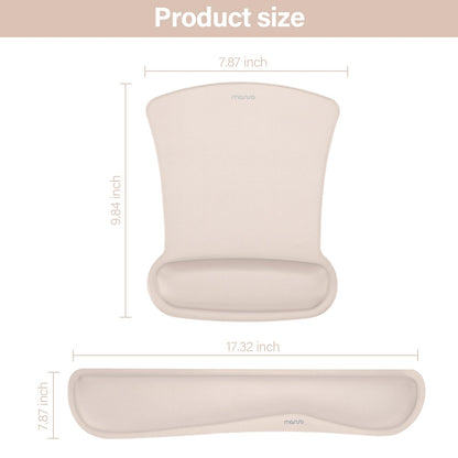 MOSISO Wrist Rest Support for Mouse Pad & Keyboard Set, Ergonomic Mousepad Non-Slip Base Home/Office Pain Relief & Easy Typing Cushion with Neoprene Cloth & Raised Memory Foam, Apricot