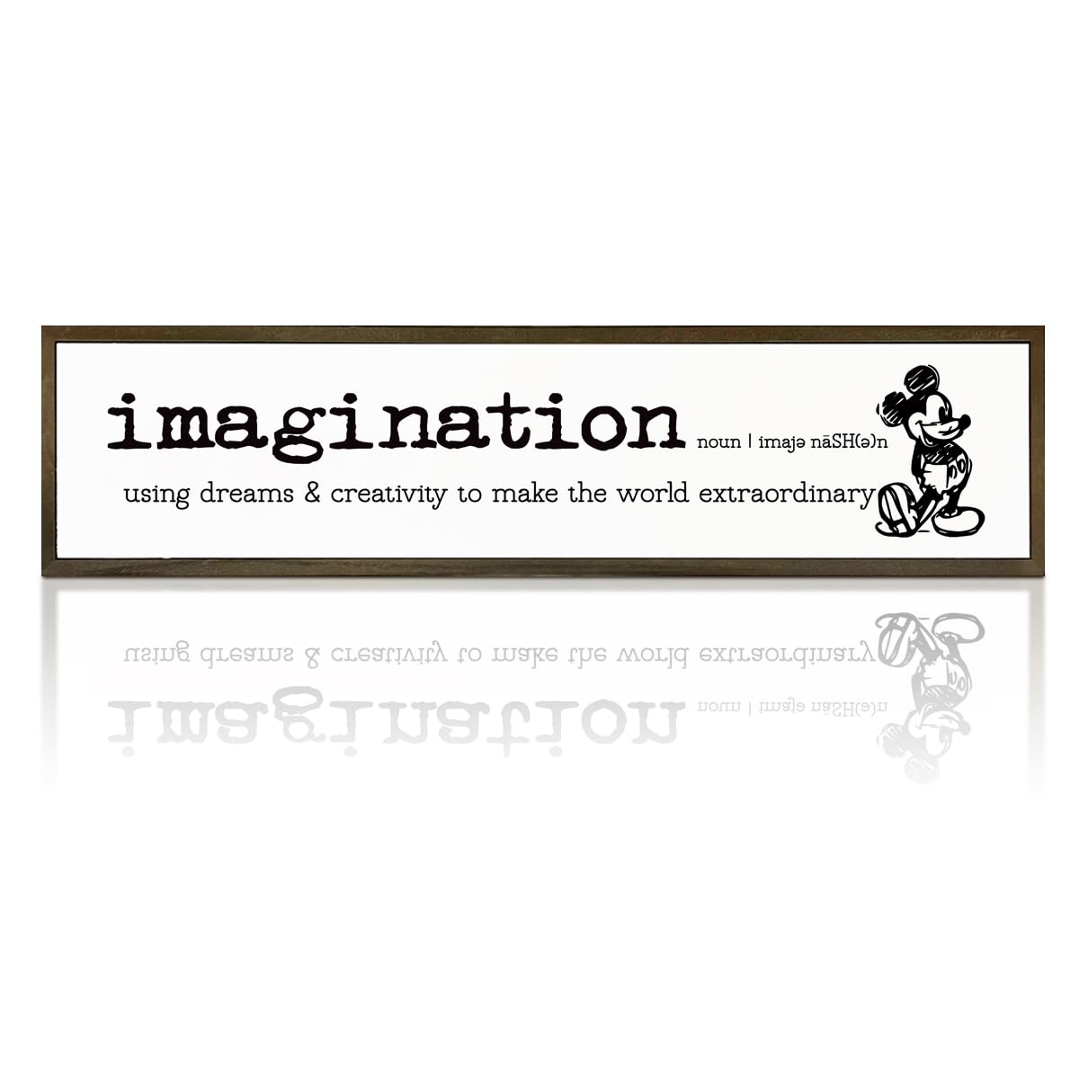 Inspirational Wood Sign, Desk Decor Signs, Farmhouse Decor for Table Shelf, Motivational Wall Decoration for Home Bedroom Office Classroom, Hanging Framed Wood Signs, Imagination Signs