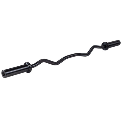 Body-Solid (OB47B) Olympic EZ Barbell Curl Bar with Knurled Grip, 47" Black Finish for Upper Arm Mass, Strength and Definition, Compatible with 2" Dia. Hole Plates and Barbell Collars (Midnight Black)