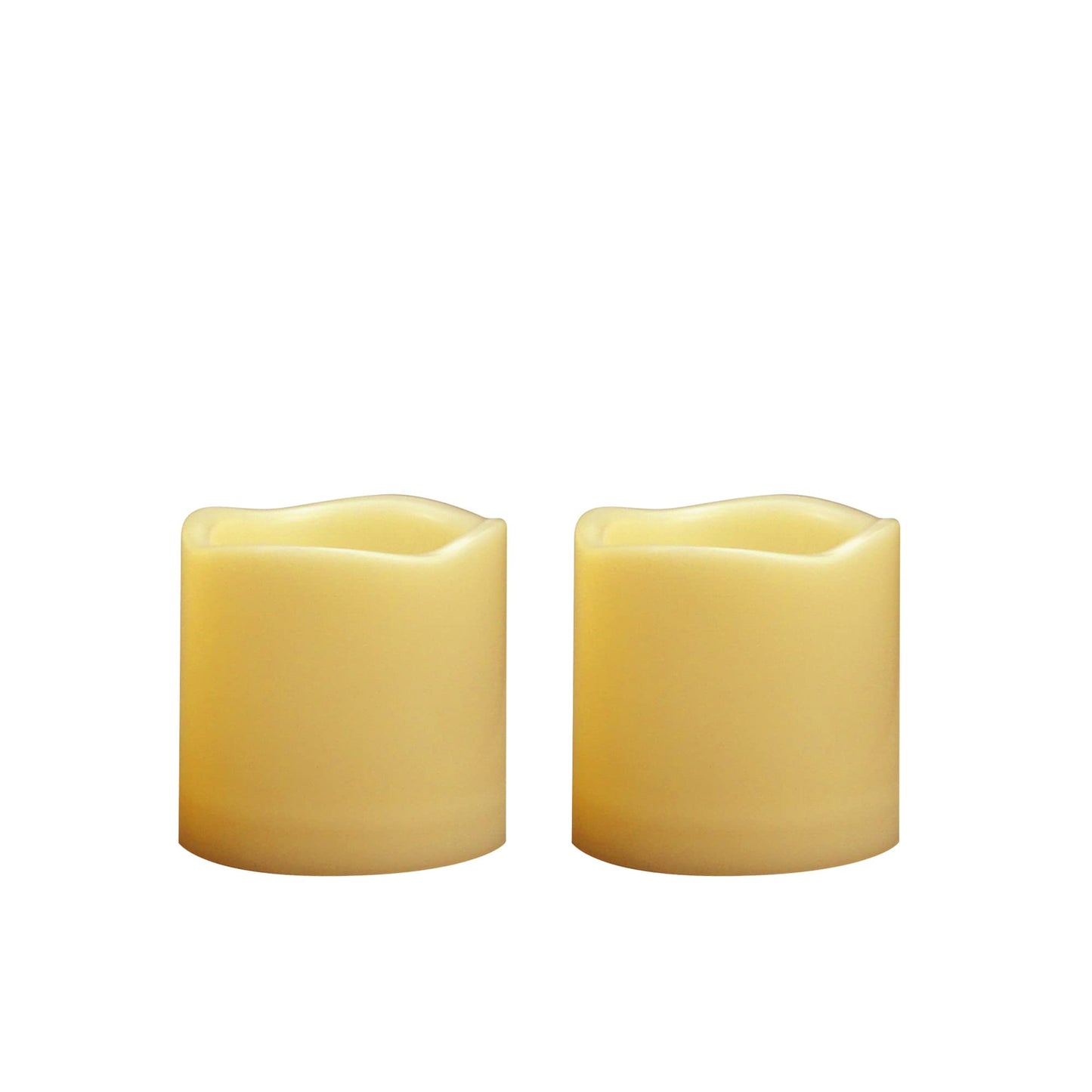 2WDECOR Outdoor Battery Operated Flameless Candles with Timer, Realistic Flickering Plastic Fake Electric LED Pillar Lights Waved Edge for Home Garden Wedding Party Christmas Decor 3x3 Inches 2-Pack