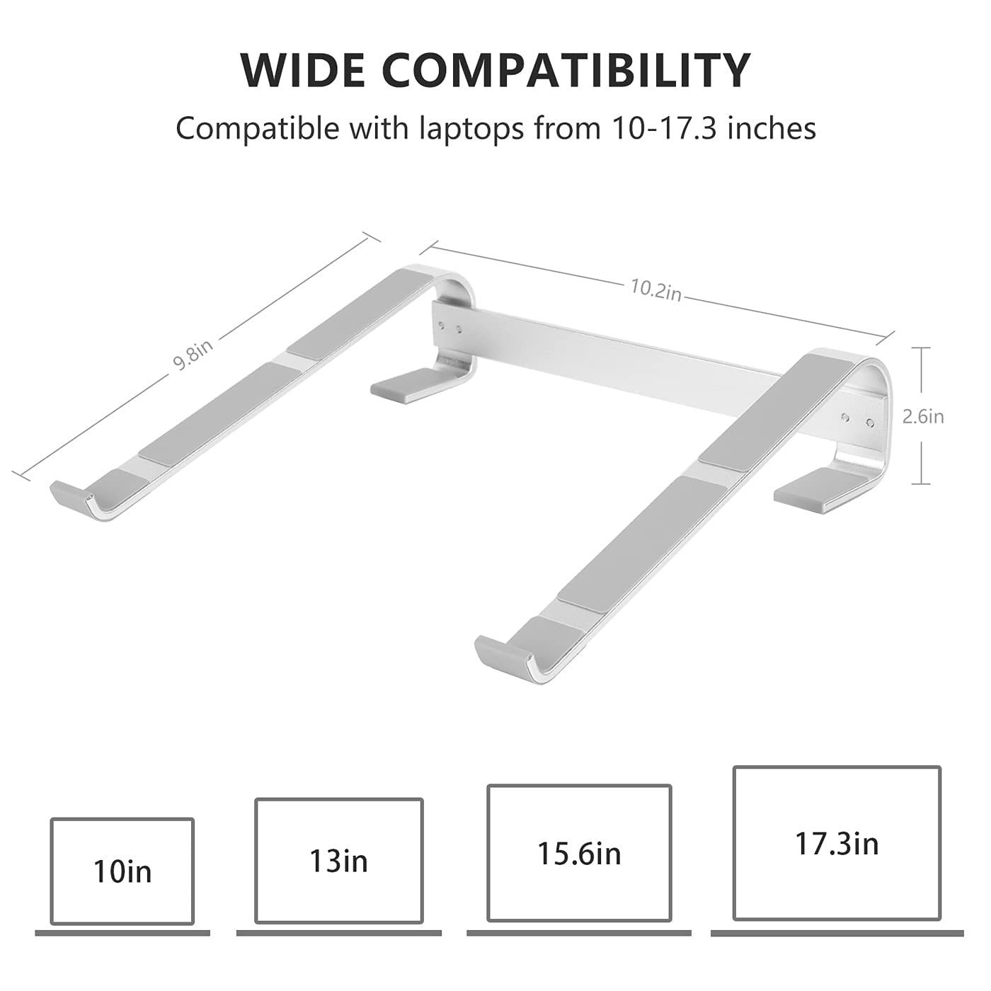 KYQEE Ventilated Laptop Stand for Desk, Ergonomic Aluminum Laptop Riser, Computer Stand for Laptop, Compatible with MacBook Air Pro, Dell, HP, More 11-17.3 Inches Notebook, Work from Home (Silver)