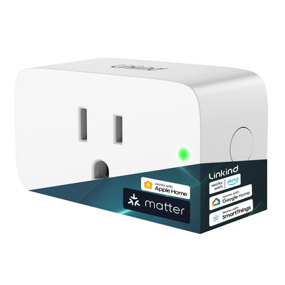 Linkind Matter Smart Plug with Remote, Work with Apple Home, Siri, Alexa, Google Home, SmartThings, Smart Outlet 15A/1800W Max, Smart Automation, Remote Control,Timer&Schedule, 2.4G Wi-Fi, 4 Pack