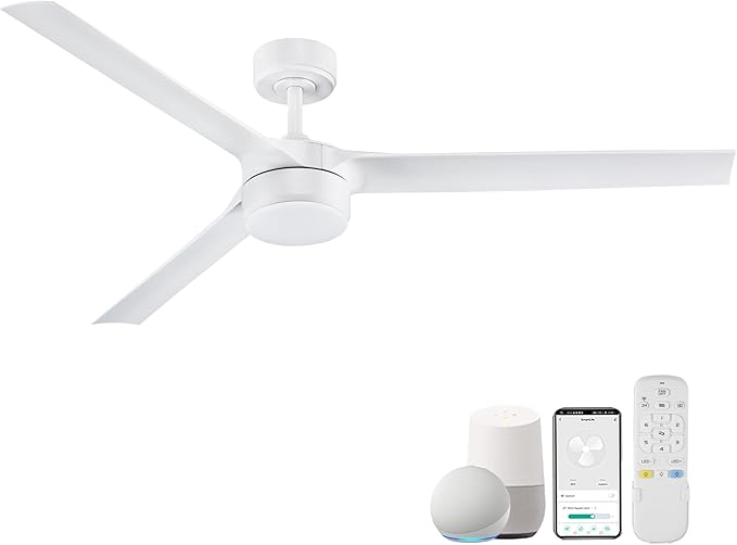 cumilo 60 Inch Smart Ceiling Fans with Light and Remote Control,6 Speeds,Quiet DC Motor,3 Color Dimmable,Outdoor Indoor Modern Ceiling Fans for Large Bedroom Patio Porch