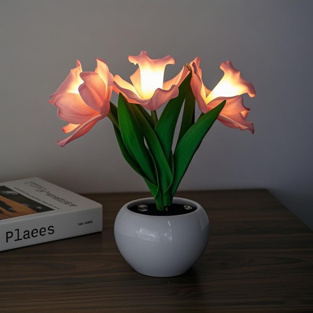 Naimo Daffodil Night Light Rechargeable LED Night Lamp Flower Table Lamp for Bedroom Living Room Birthday Party Desktop Home Decor