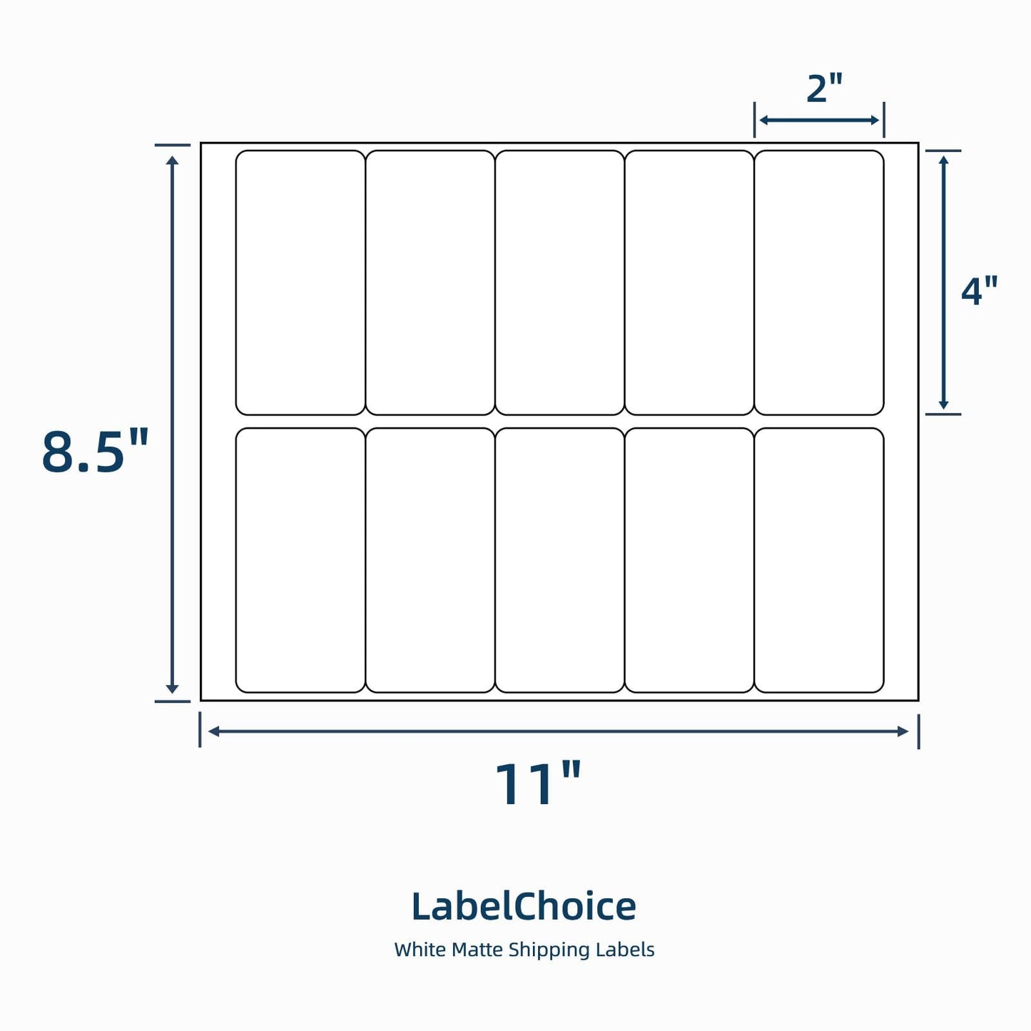 LabelChoice 100 Sheets 1000 Pcs 2”x4” 10 Up Shipping Address Labels Compatible with Laser and Inkjet Printers, 2x4 10 Per Page Strong Adhesive Internet Mailing Shipping Labels