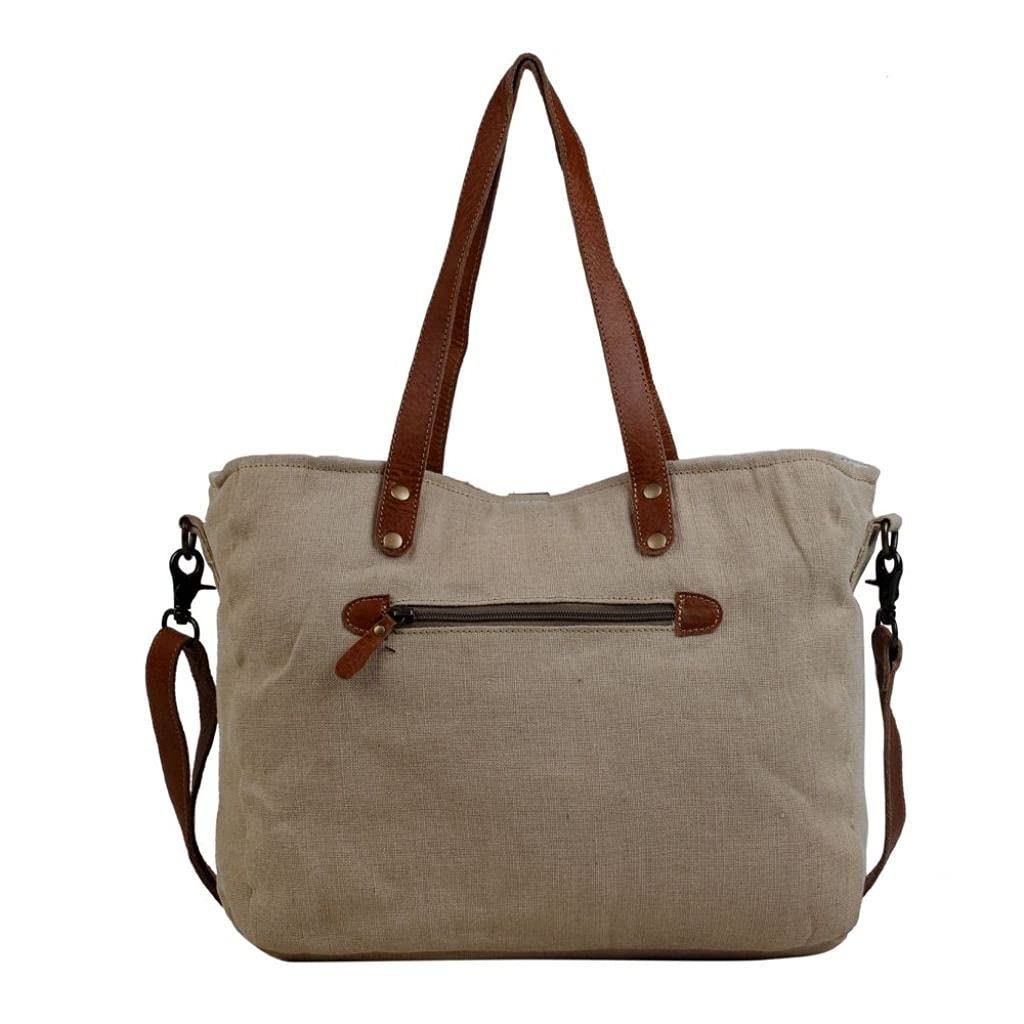 Myra Bag Wholesome Organic Boho Purses for Women - Canvas Fabric Market Bag, Boho Handbags for Women with Leather Accents, Chic Military Aesthetic, Casual Cloth Purses for Everyday, Shopping