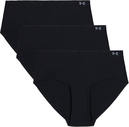 Under Armour Women's 3-Pack Pure Stretch No Show Hipster Underwear, All-Day Comfort & Ultra-Soft Fit