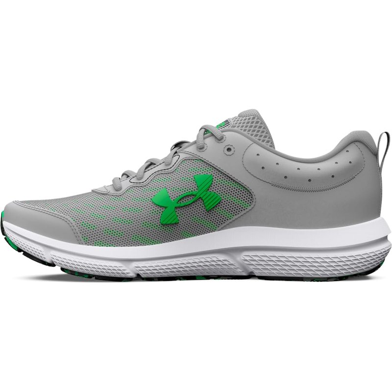 Under Armour Men's Charged Assert 10 Shoes, (103) Mod Gray/Mod Gray/Green Screen, 12 X-Wide