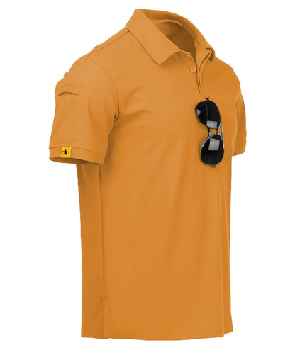 ZITY Mens Polo Shirt Short Sleeve Sports Tactical T-Shirt Athletic Golf Polos Daily Casual Stylish Collared Shirts for Men Light Orange 3X-Large