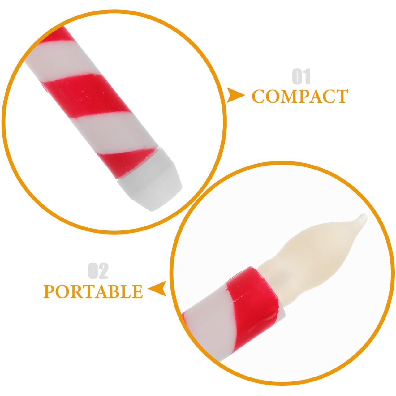 UPKOCH 6pcs Flameless Taper Candles, Candy Cane Candle Red and White Striped Christmas Flameless Candy, Batteryated Led Wicks, Warm White Light for Xmas Wedding Birthday Party Home Decor