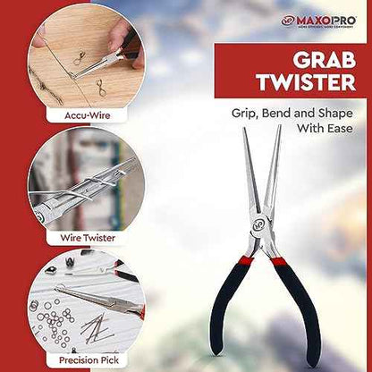 Premium 6 Inch Mini Needle Nose Pliers Set - 2 PCs Bent and Straight Long Nose Pliers with Comfort Grip - Non-Serrated Rust-Proof Long Reach Jewelry Pliers for Jewelry Making, Handmade Craft