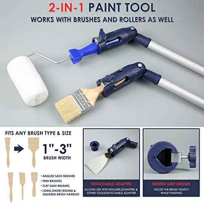 Aolamegs Multi-Angle Paint Brush Extension Tool for High Ceilings,Suitable for Fixing On Standard Threaded Extension Rod