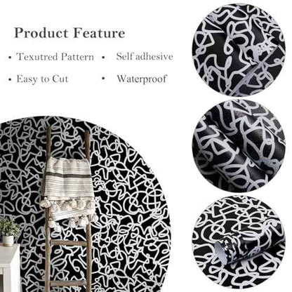 Ismoon 17.3"x118" Peel and Stick Wallpaper Black and White Contact Paper Black Modern Striped Removable Self-Adhesive Wall Paper Renter Friendly Wallpaper for Bathroom Bedroom Cabinets Decor Vinyl