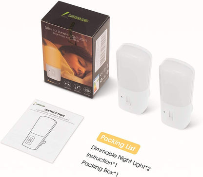L LOHAS LED Dimmable Night Light[2 Pack], LED Night Lights Plug into Wall with Dusk to Dawn Sensor, Soft White 3000k Brightness Adjustable, Kids Nightlight for Bedroom,Baby Nursery,Hallway