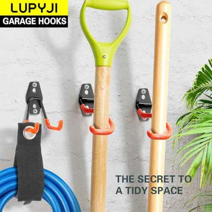 28 Pack Heavy Duty Garage Hooks, Utility Wall Mounted Storage System, with Anti-Slip Coating Hanger, for Hanging Power and Garden Tools, Ladders, Bikes, Ropes and Bulk Items