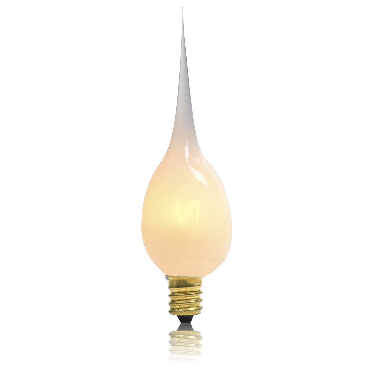 LightLady Studio Silicone Light Bulbs for Candle Lamps, 7 Watts, 12 Pack Dipped Candle Bulbs for Window Candles, Candelabra, Handmade White Flame Shaped Design