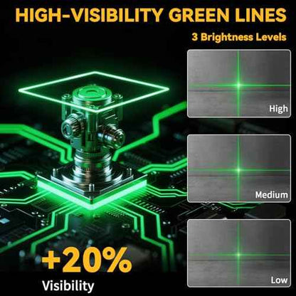 Laser Level 4x360¡Æ Self Leveling with Tripod & LCD Touch Screen, 4D Lazer Leveler Tool Green Cross Lazer Level Line Laser with 2x2400mAh Rechargeable Battery for Constuctions, Picture Hanging Indoor