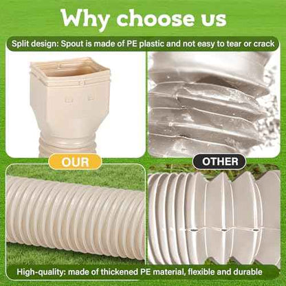 Rain Gutter Downspout Extensions Flexible, Drain Downspout Extender,Down Spout Drain Extender, Gutter Connector Rainwater Drainage,Extendable from 21 to 68 Inches(4 Pack, Limestone)