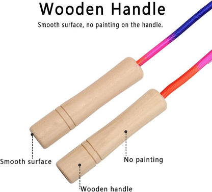 16 FT Long Jump Rope for Kids, 1 Pack Double Dutch Skipping Rope with Wooden Handle, Multiplayer Rainbow Jumping Rope for Outdoor Fun, School Sport, Party Game