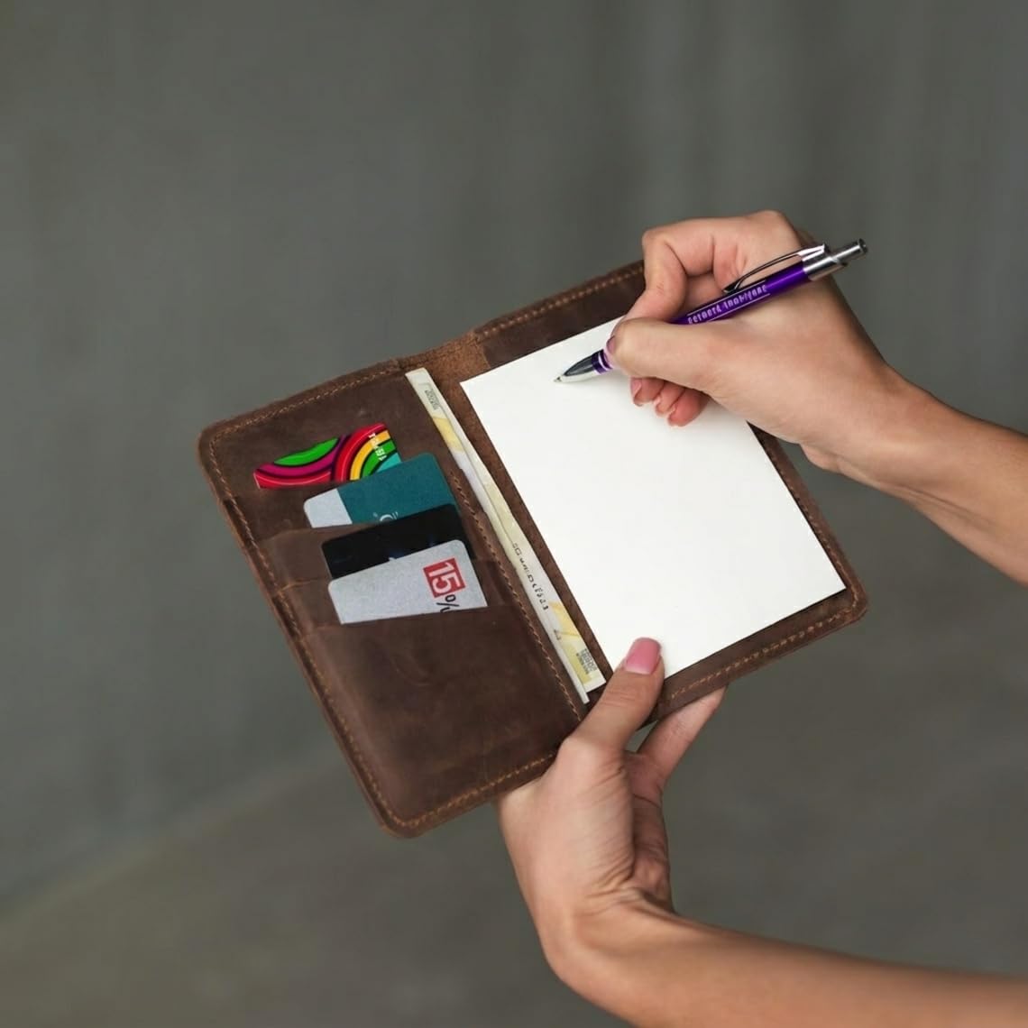 TORAKIP Leather Checkbook Cover – Slim Checkbook Holder with Credit Card Slots, Genuine Leather Checkbook Wallet Organizer for Men & Women (Checkbook Not Included), Brown