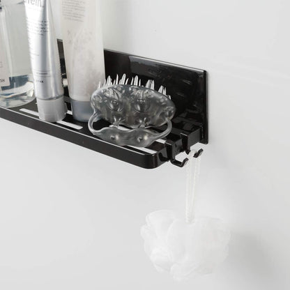 Yamazaki Industries 4859 Magnetic Bathroom Rack, Long, Black, Approx. W 23.6 x D 3.3 x H 3.1 inches (60 x 8.5 x 8 cm), Tower, Bathroom Storage, Drainage Holes, Hooks Included