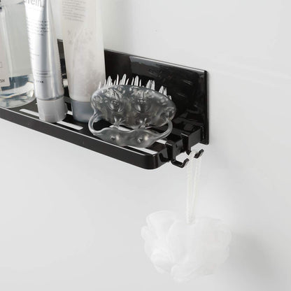 Yamazaki Industries 4859 Magnetic Bathroom Rack, Long, Black, Approx. W 23.6 x D 3.3 x H 3.1 inches (60 x 8.5 x 8 cm), Tower, Bathroom Storage, Drainage Holes, Hooks Included