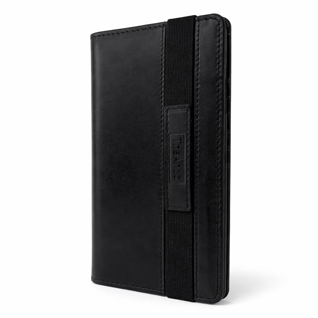 TheAntiq Black Leather Long Passport Wallet - Travel Document Organizer with Card Slots ID Window Zipper Pocket Slim Passport Holder for Travel & Everyday Use, 5 x 9
