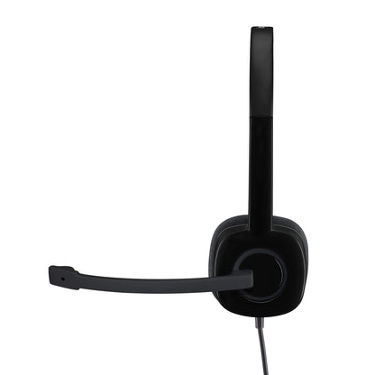 Logitech H151 Wired Headset, Analog Stereo Headphones with Rotating Noise-Cancelling Microphone, 3.5 mm Audio Jack, in-Line Controls, PC/Mac/Laptop/Tablet/Smartphone - Black