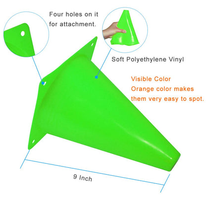 Fragraim 9 Inch Plastic Training Traffic Cones, Sport Cones, Agility Field Marker Cones for Soccer Basketball Football Drills Training, Outdoor Activity or Events - Set of 24, Green