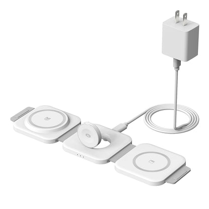 Wireless Charging Station for Apple Multiple Devices - 3 in 1 Foldable Magnetic Wireless Charger - Travel Charging Pad for iPhone 16 15 14 13 12 Pro Max Plus Watch & AirPods (Black)