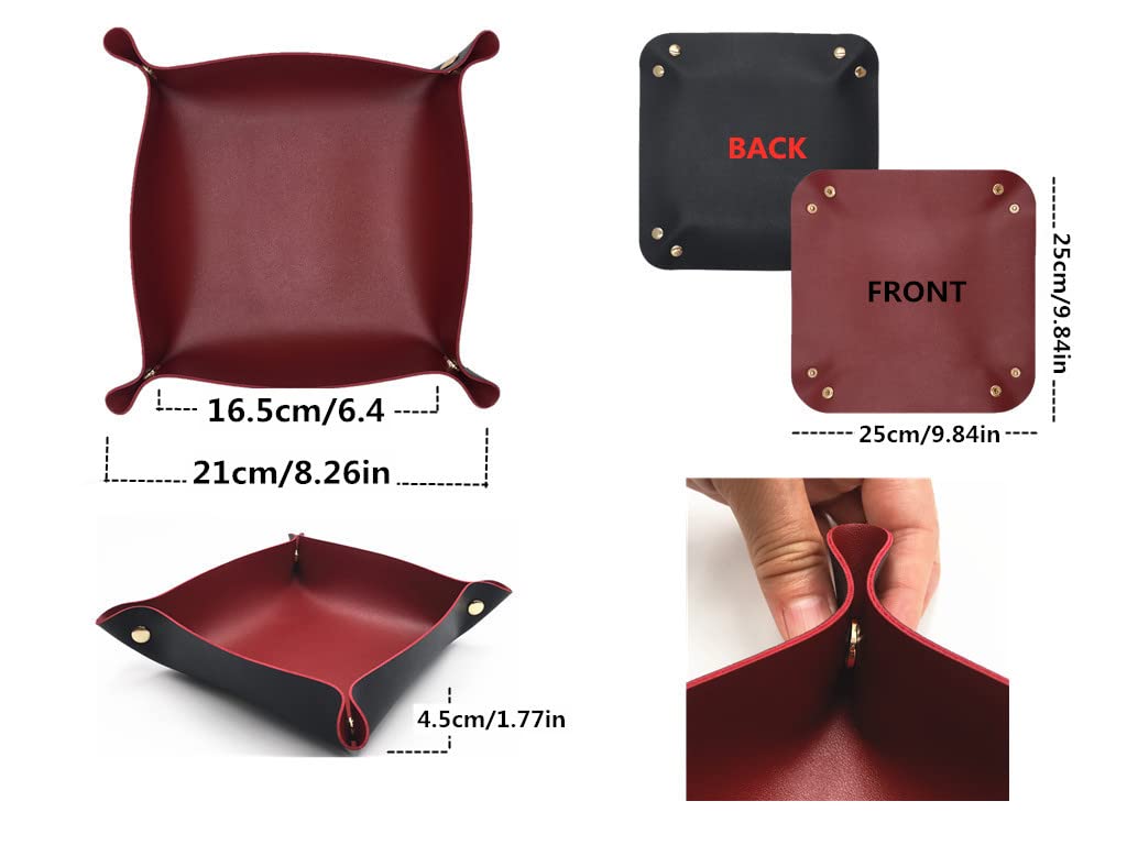 4 Pack Valet Tray PU Leather Jewelry Tray for Women and Man Portable Catchall Travel Storage Dish Plate Key Tray For Entryway Desk Organizer for Phone, Keys, Glasses, Wallet, Earphone, Watch, Coin