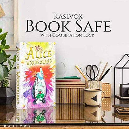Fake Book Box - Small Safe Box with Combination Lock - Hidden Safe in Plain Sight - Diversion Safes - Secret Safes (Alice) (Large)
