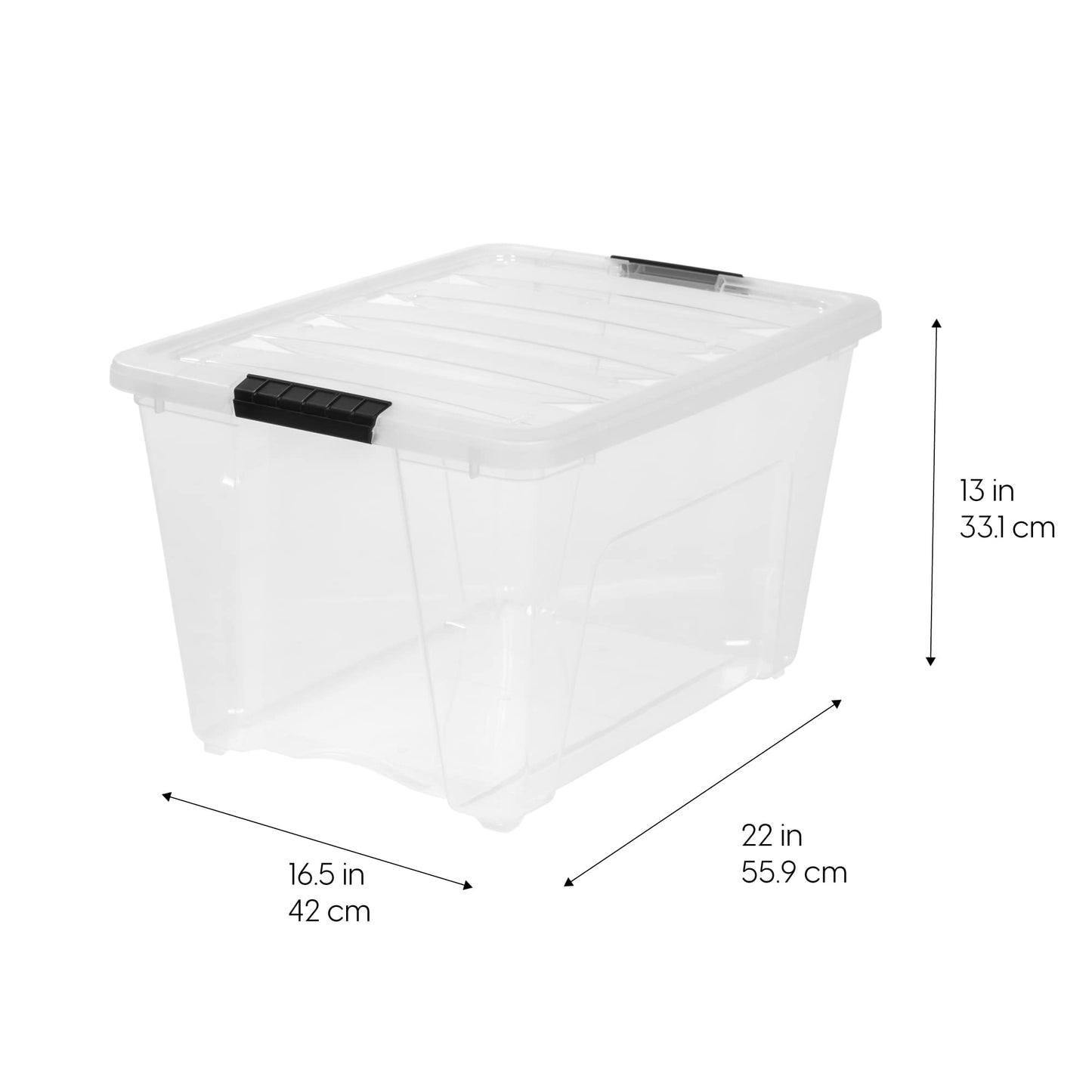 IRIS USA 54 Qt Stackable Plastic Storage Bins with Lids, 6 Pack - BPA-Free, Made in USA - See-Through Organizing Solution, Latches, Durable Nestable Containers, Secure Pull Handle - Clear