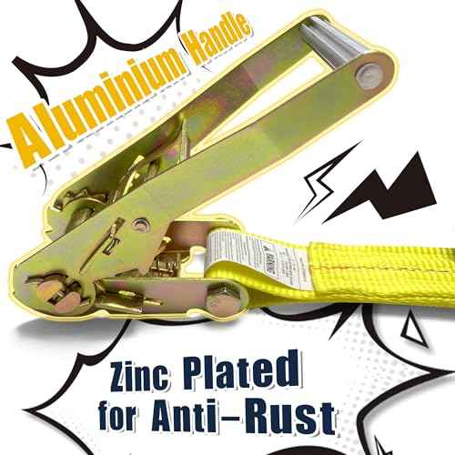 KJE Ratchet Straps Heavy Duty(4 Pack), 2" x 15' Ratchet Strap 10,000 Lbs Max Break Strength, Tie Down Ratcheting with J-Hook, Cargo Straps for Truck, Trailer, Moving Appliances