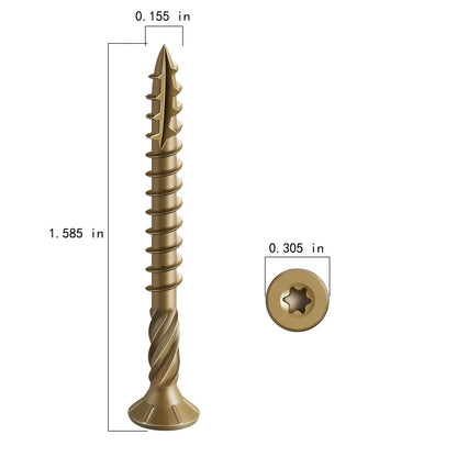Wensilon #8 * 1-5/8" Deck Screws, (2833pcs) 15 lbs.Exterior Wood Screws, Rust Resistant epoxy Coated, Bronze, T20 Star Bit