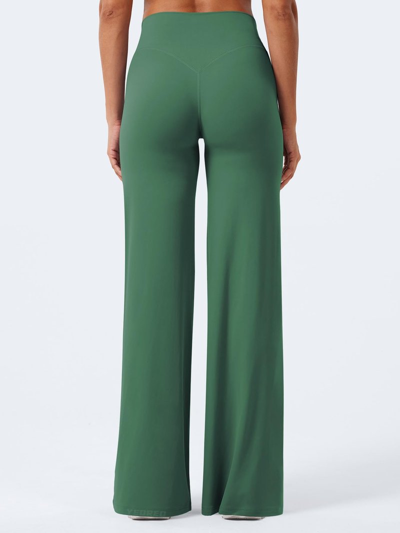 YEOREO Workout Leggings Womens No Front Seam Straight Leggings 33" High Waist Buttery Eddiy Gym Yoga Pants Dark Green XS