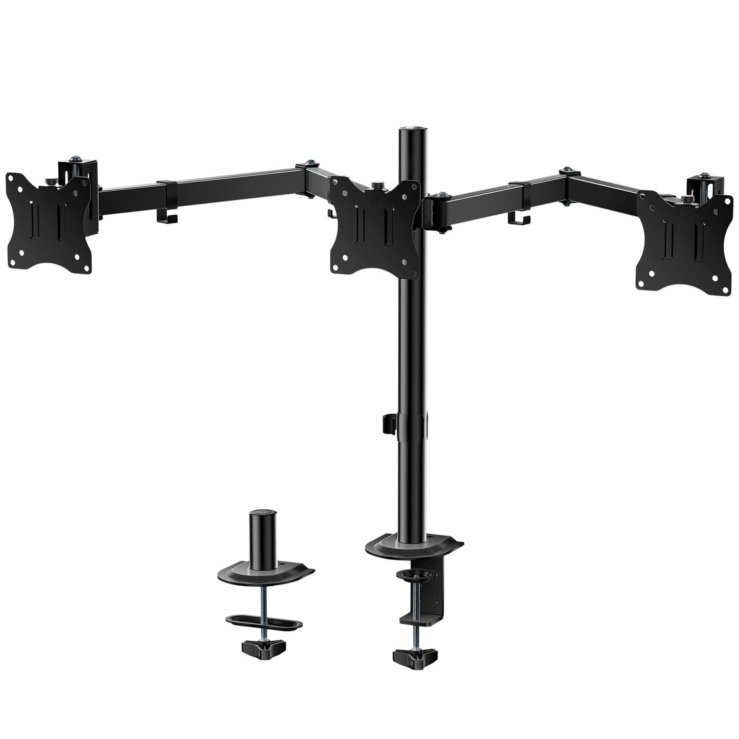 WALI Triple Monitor Mount, Heavy Duty Triple Monitors Stand up to 27 inch Screens, Adjustable 3 Monitor Desk Mount with Swivel, Tilt, Rotation, Clamp & Grommet Base Kit (M003SN), Black