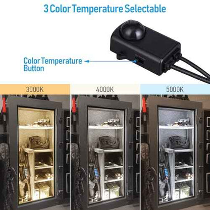 TORCHSTAR LED Safe Lighting Kit 3CCT, (6) 12 Inch Linkable Light Bars, Motion Sensor, 3000K/4000K/5000K Selectable, 900LM Safe Light Kit for Gun Safe Under Cabinet Locker Closet, UL Power Adapter