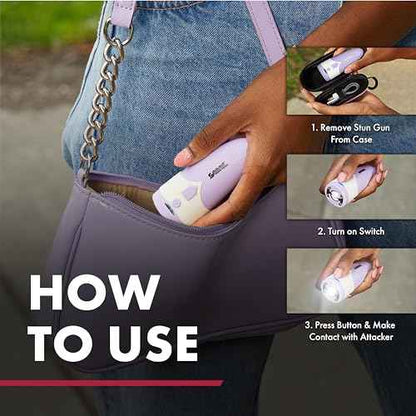 SABRE 3-in-1 Stun Gun with Personal Alarm & LED Flashlight, 1.69 ?C Charge, Loud 130dB Alarm, 130 Lumen LED Light (3 Modes), Rechargeable Battery, Compact-Ergonomic Design, Travel Case & Charging Cord