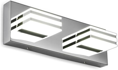 LED Vanity Light Bar 2 light Bathroom Mirror Light Fixtures Modern 12W Bath Lamps Over Mirror 14 Inch Bathroom Wall Lighting Fixtures Chrome Restroom Lights Fixtures over Sink Acrylic Vanity Sconces