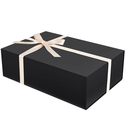 Brothersbox Black Gift Box 13.8"x9.1"x4.3" Large Gift Boxes for Presents with Magnetic Lid, Ribbon, Collapsible Boxes for Valentine's Day Mother's Day Christmas Birthday Wedding